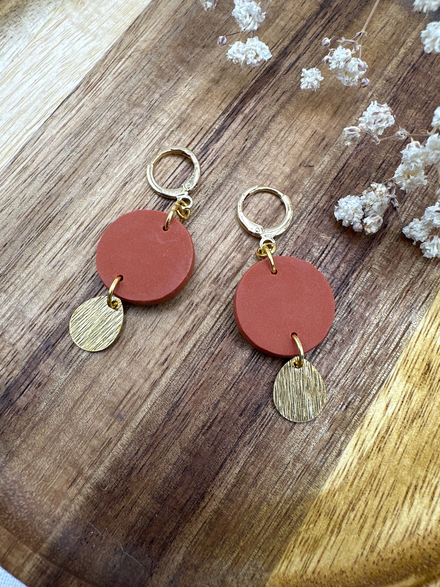 Terracotta flower circle hoops