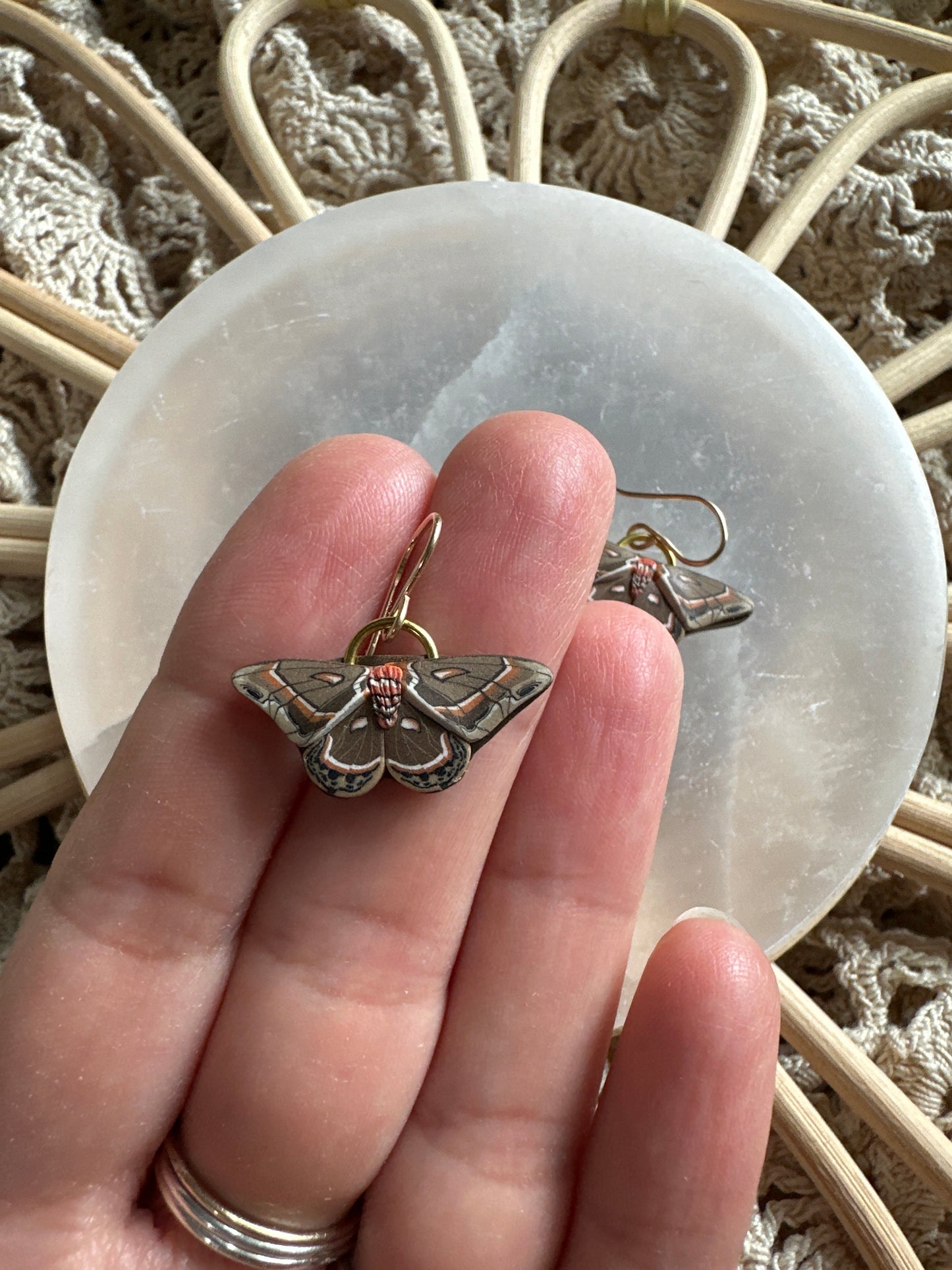 Micro mini cecropia moth dangles