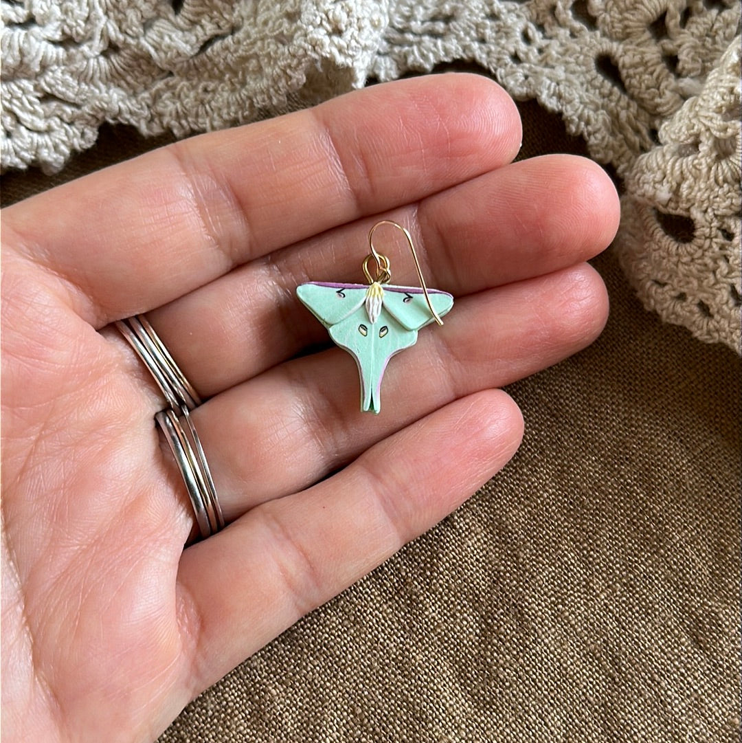 Micro mini Luna moth dangles