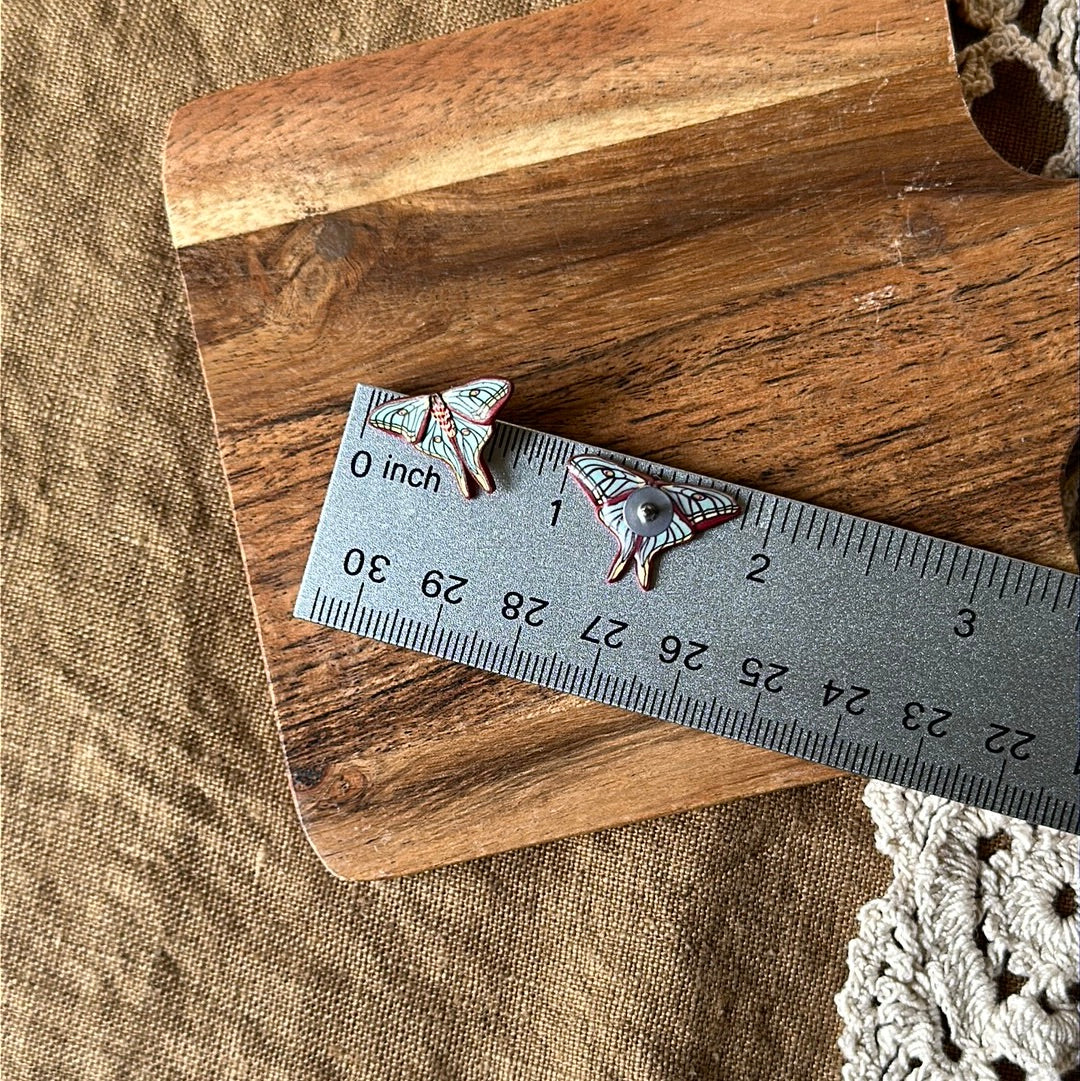 Micro mini Spanish Moon Moth studs