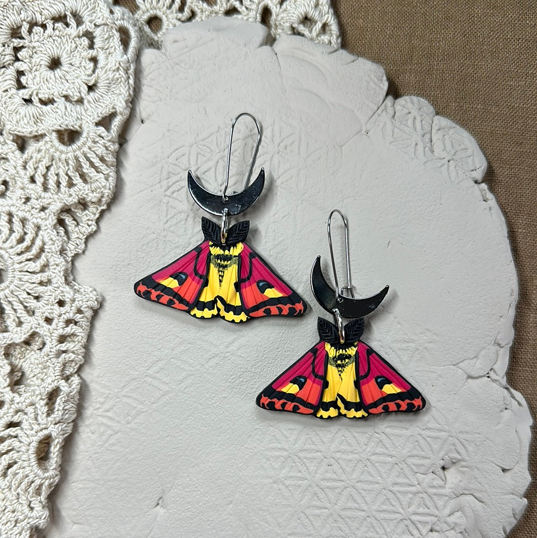 Silver- Large western sheep Moth earrings