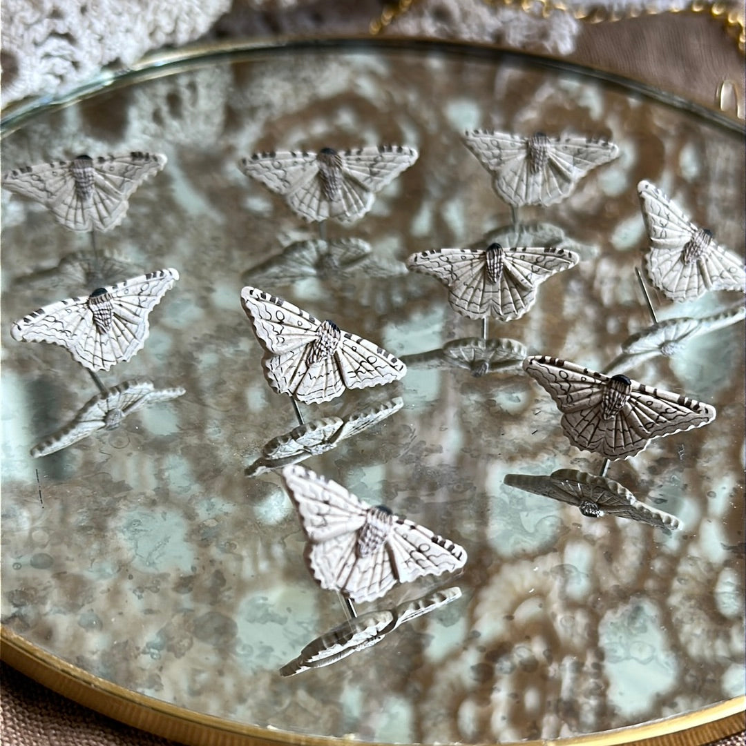 Micro mini White Witch moth studs