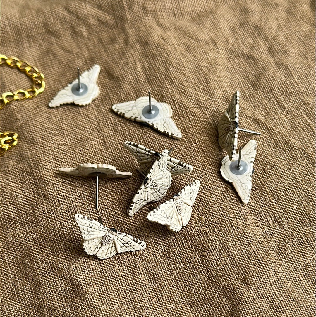 Micro mini White Witch moth studs