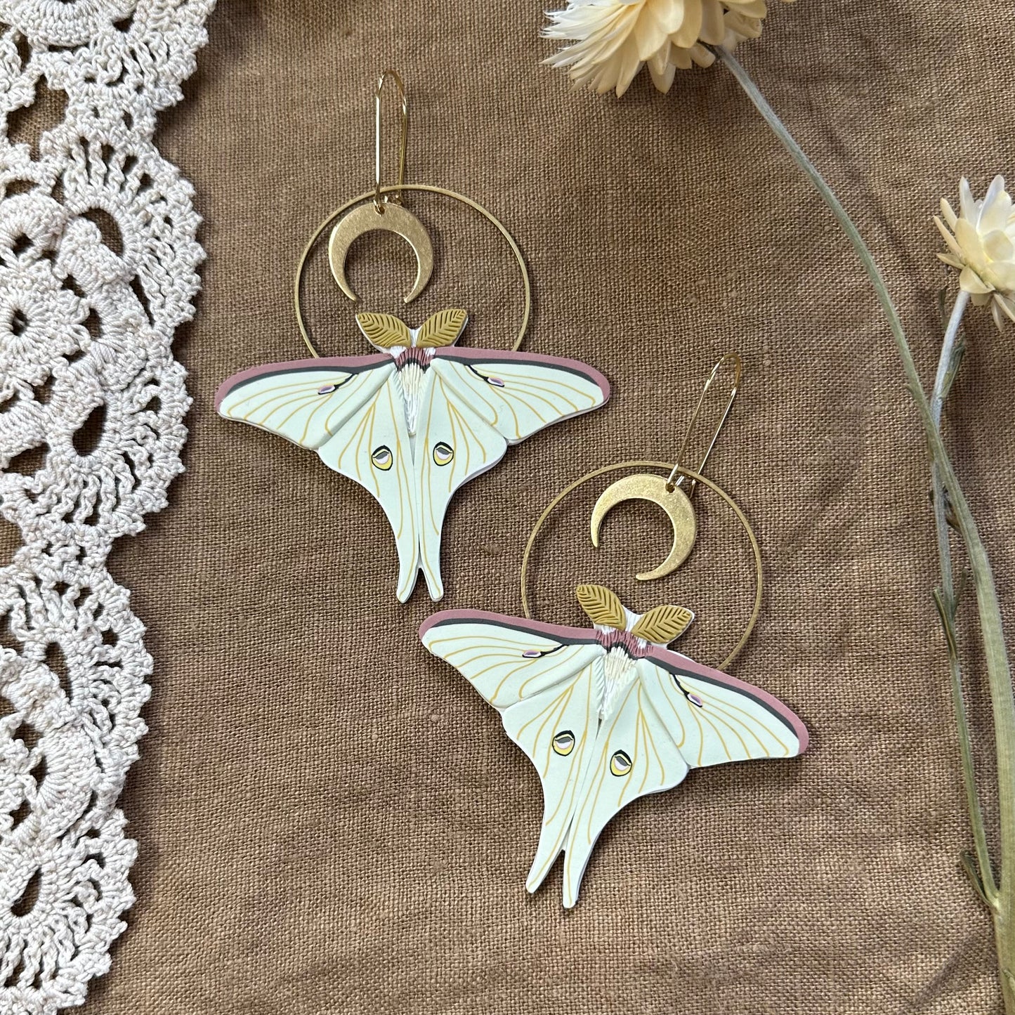 Large Luna Moth earrings