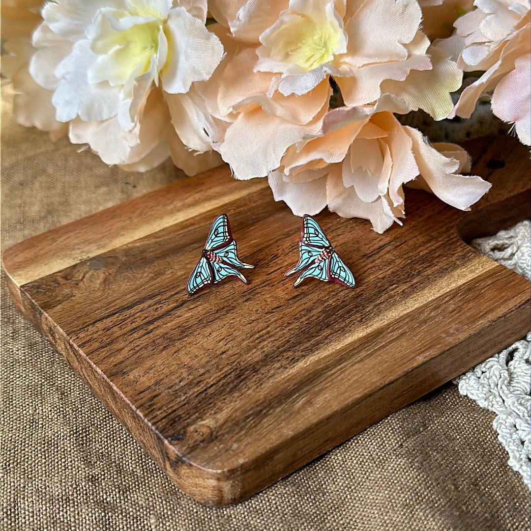 Micro mini Spanish Moon Moth studs