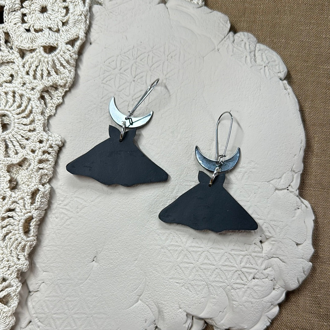 Silver- Large western sheep Moth earrings