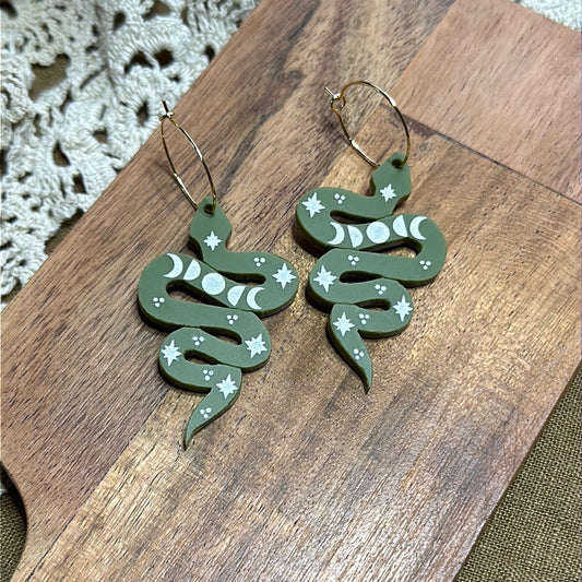 Green acrylic celestial snakes