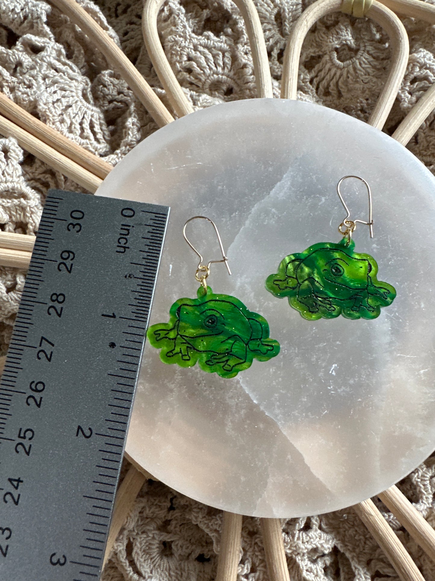 Acrylic frog dangles