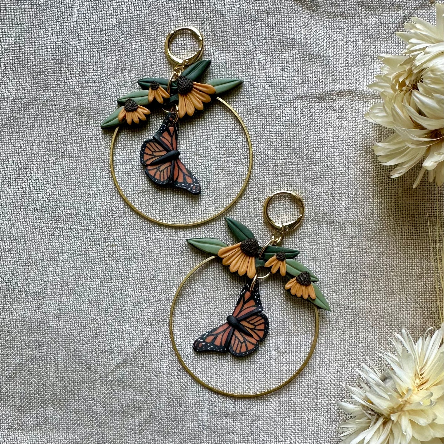 Monarch butterfly and brown eyed susan dangles