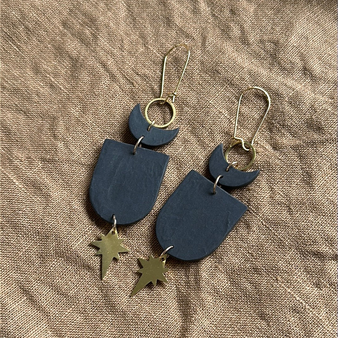 Luna Moth moon and arch earrings