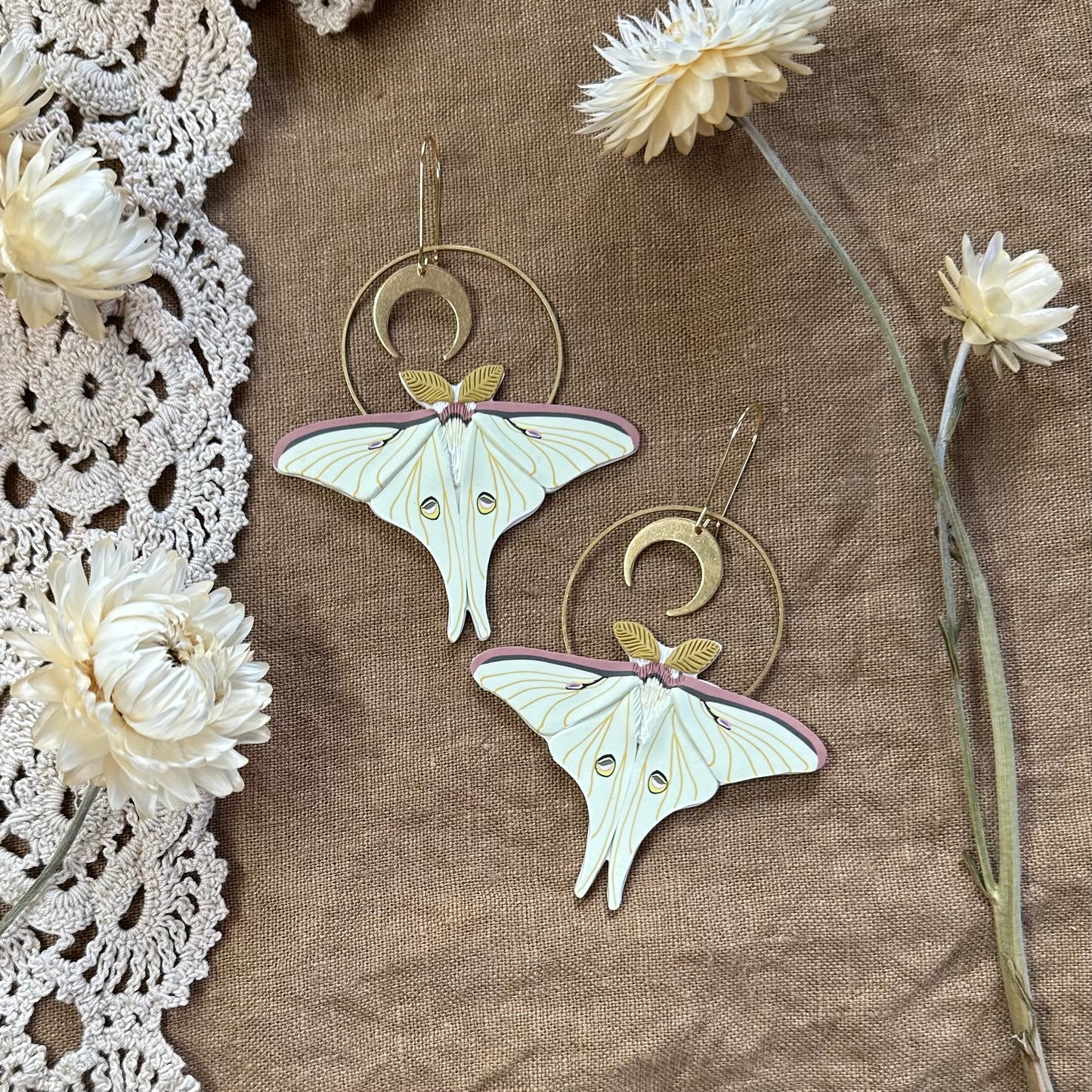 Large Luna Moth earrings