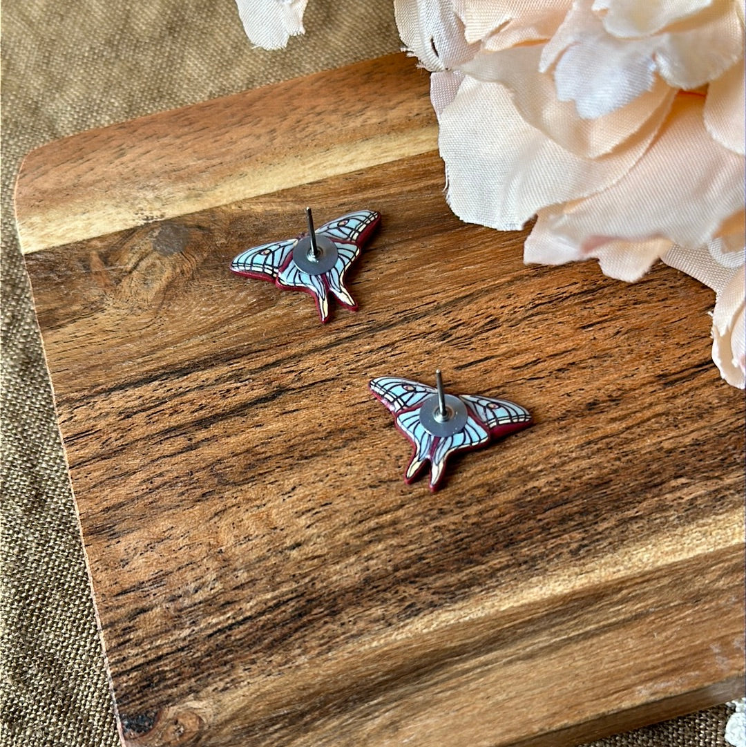 Micro mini Spanish Moon Moth studs