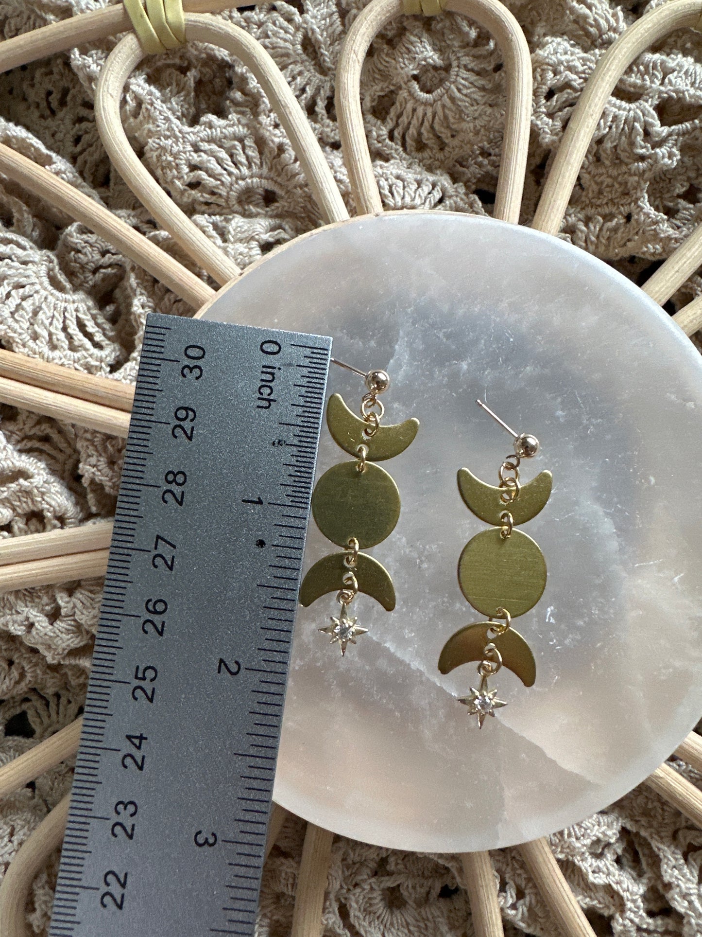 Brass moon phase studs