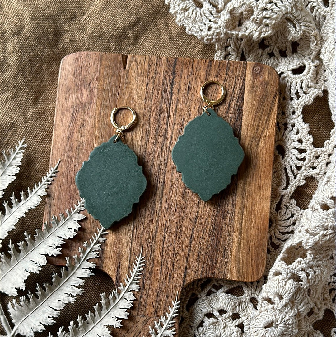 Floral cecropia moth framed earrings