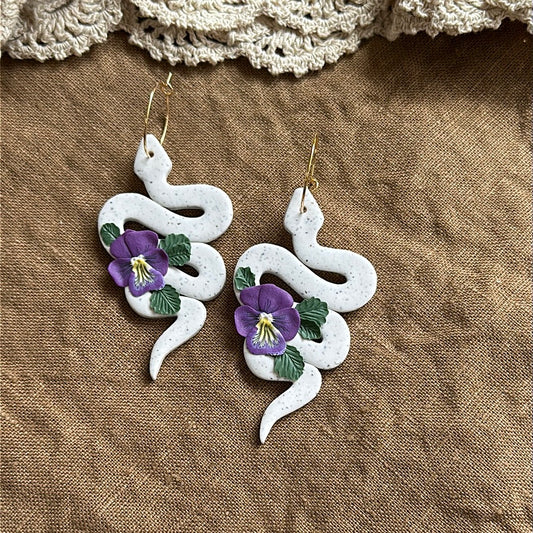 Violet/pansy flower snake hoops - made to order