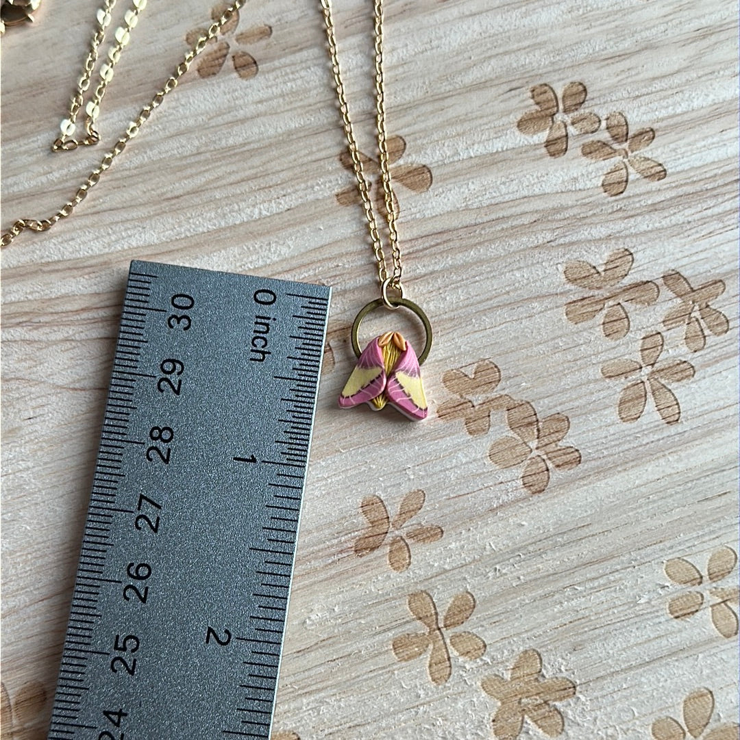 Rosy maple moth necklace