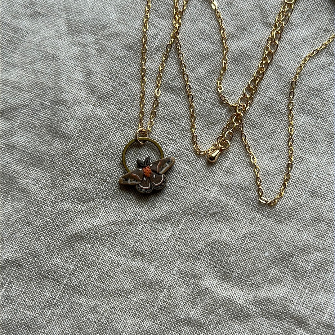 Cecropia moth necklace
