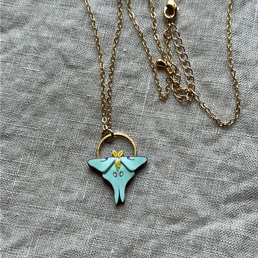 Luna moth necklace
