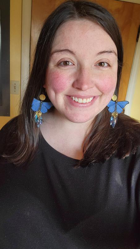 Blue morpho suncatcher earrings