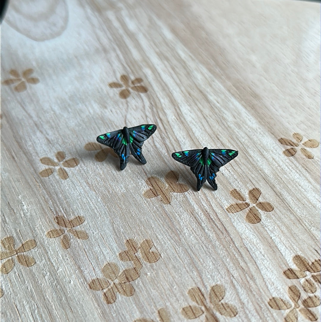 Micro mini purple spotted swallowtail butterfly studs