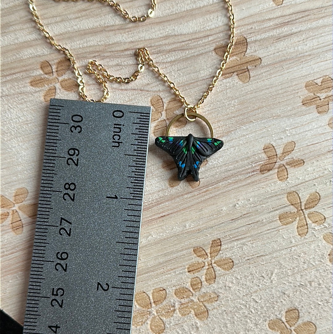 Purple spotted swallowtail necklace