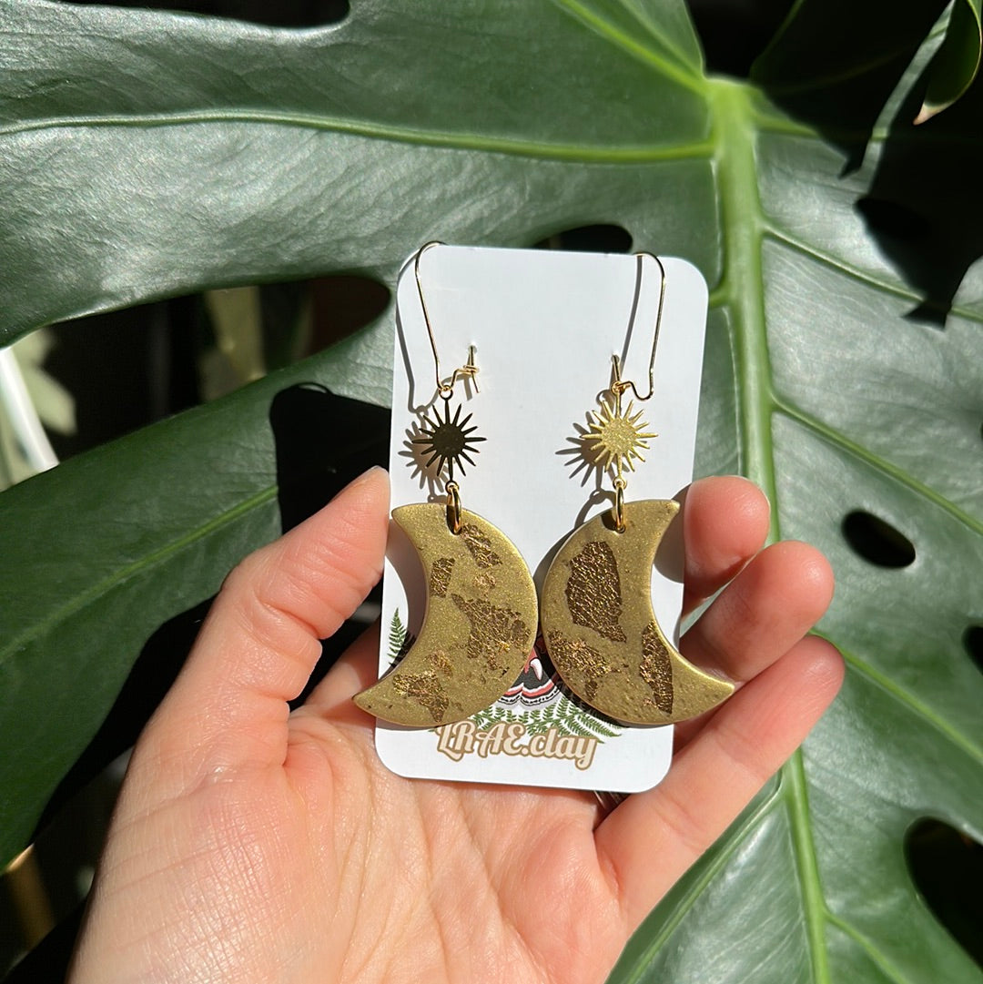Gold moon celestial dangles