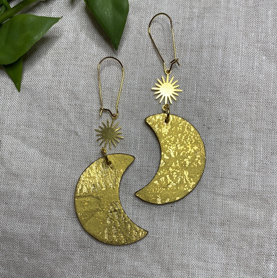 Gold moon celestial dangles