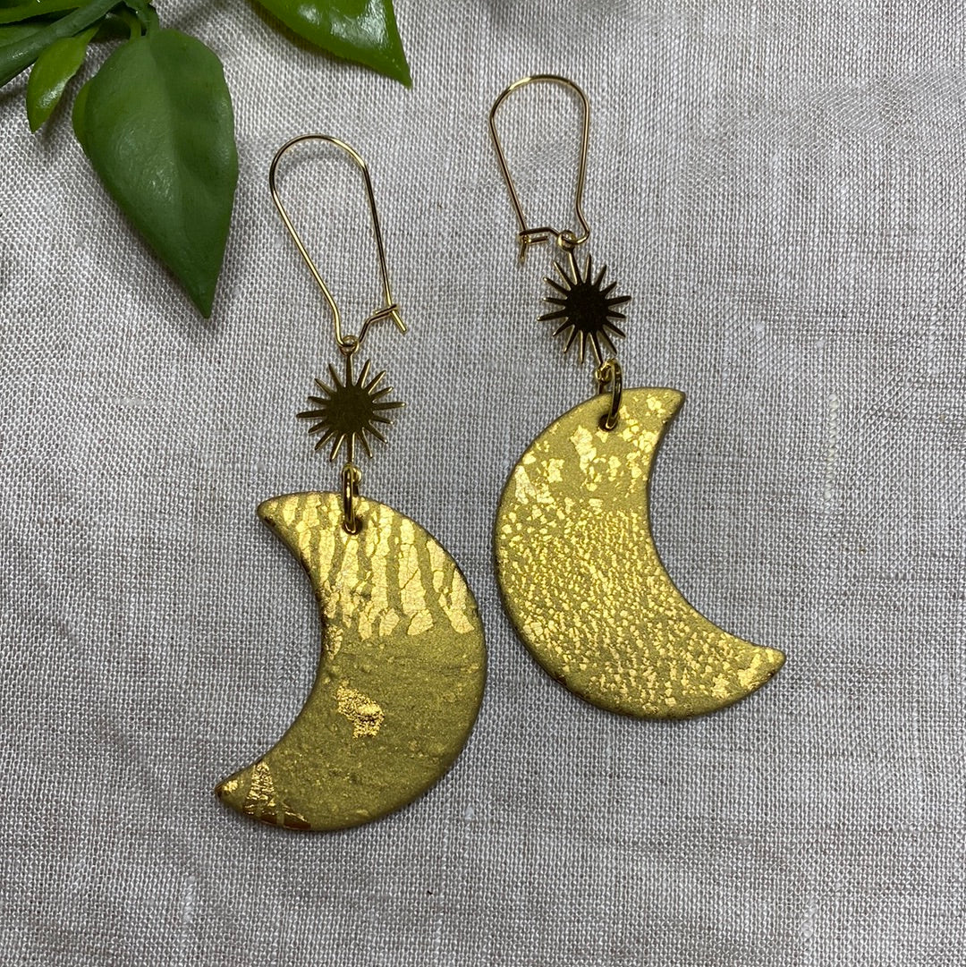 Gold moon celestial dangles