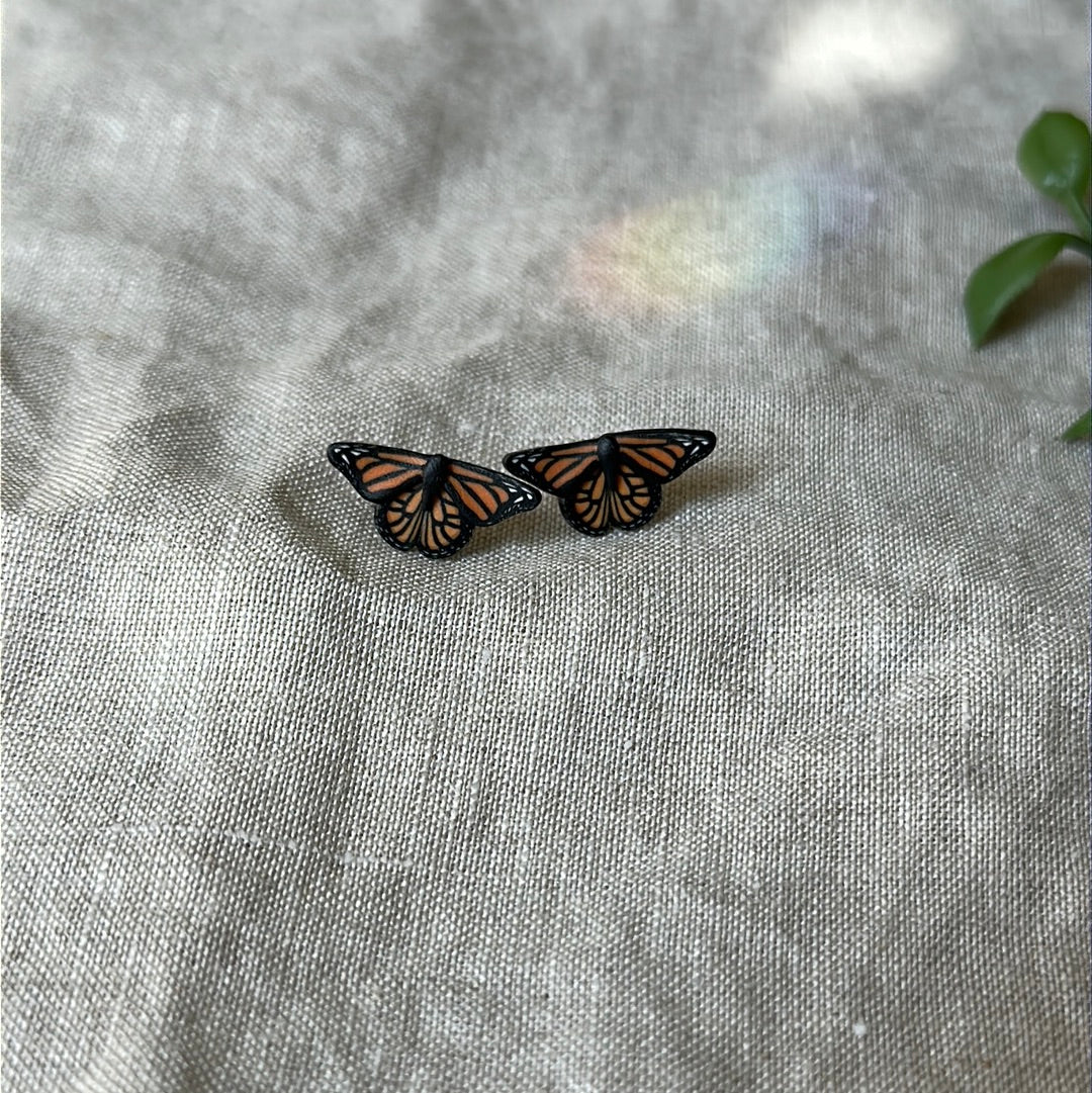 Micro mini monarch butterfly studs