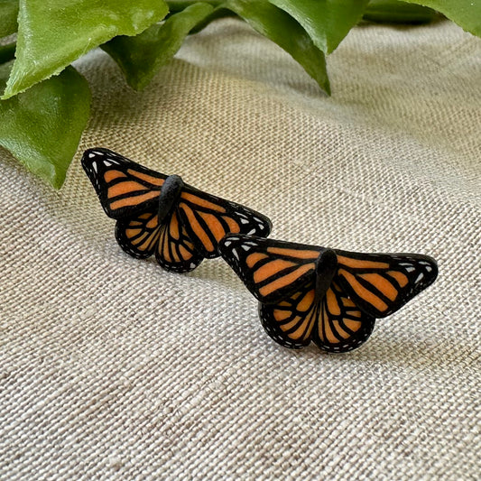 Micro mini monarch butterfly studs