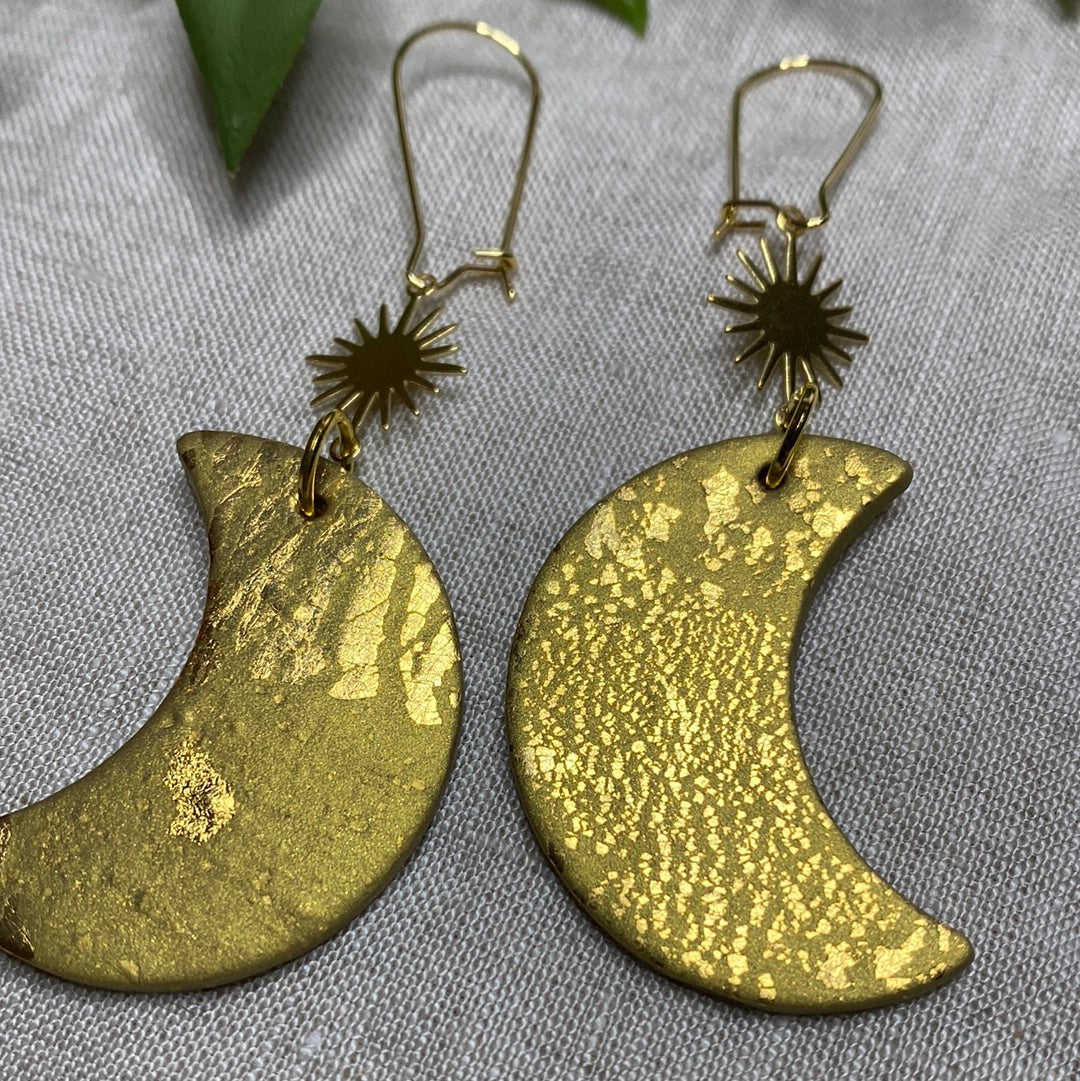 Gold moon celestial dangles