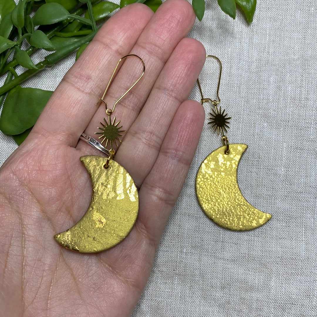 Gold moon celestial dangles