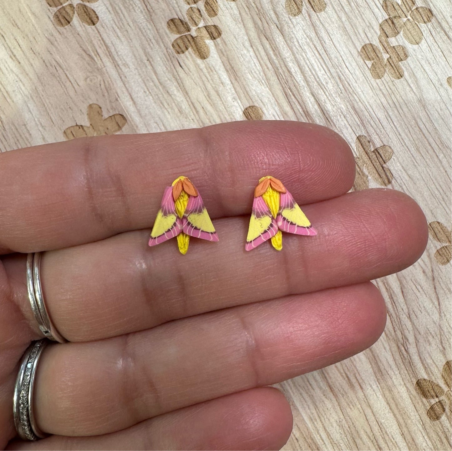 Micro mini rosy maple Moth studs