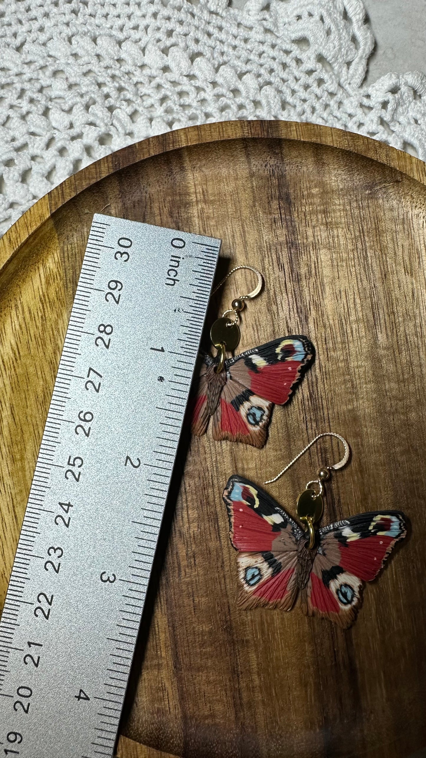 Peacock butterfly dangles