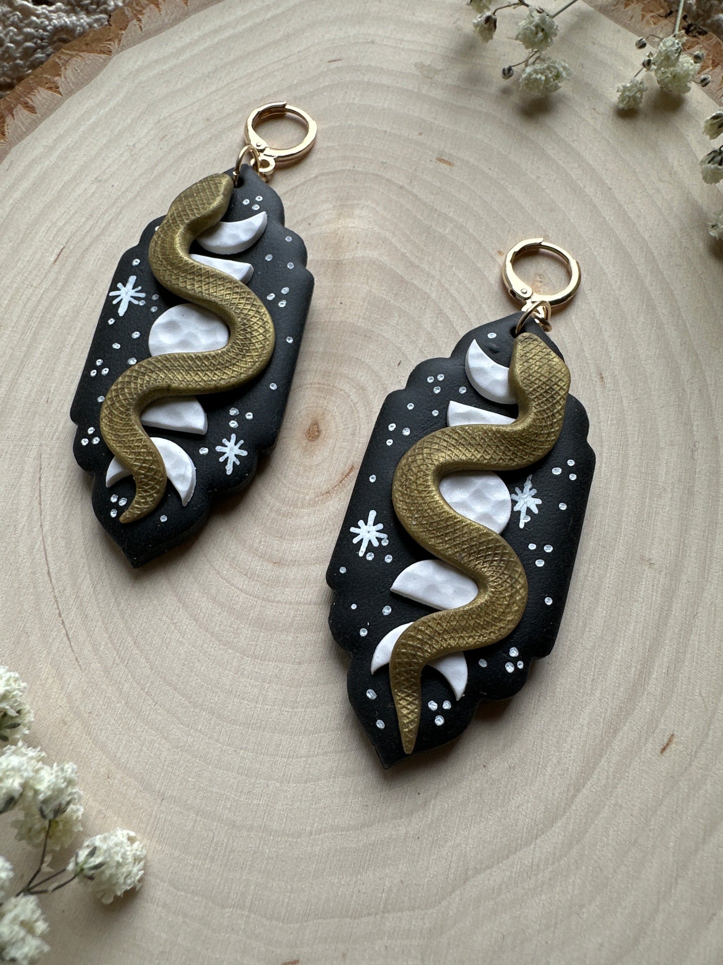 Celestial snake huggie hoops