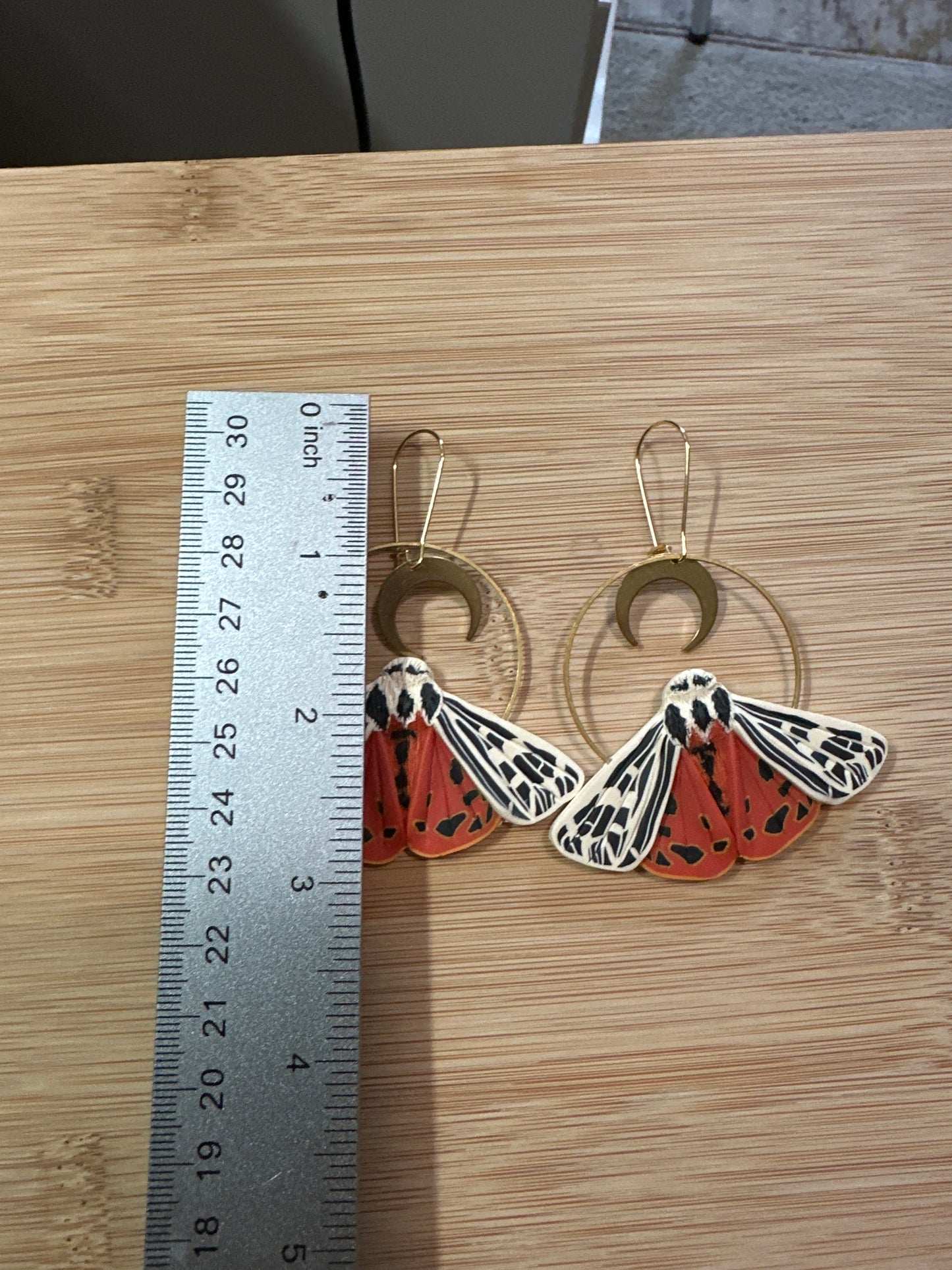 Large Ornate Tiger Moth hoop earrings