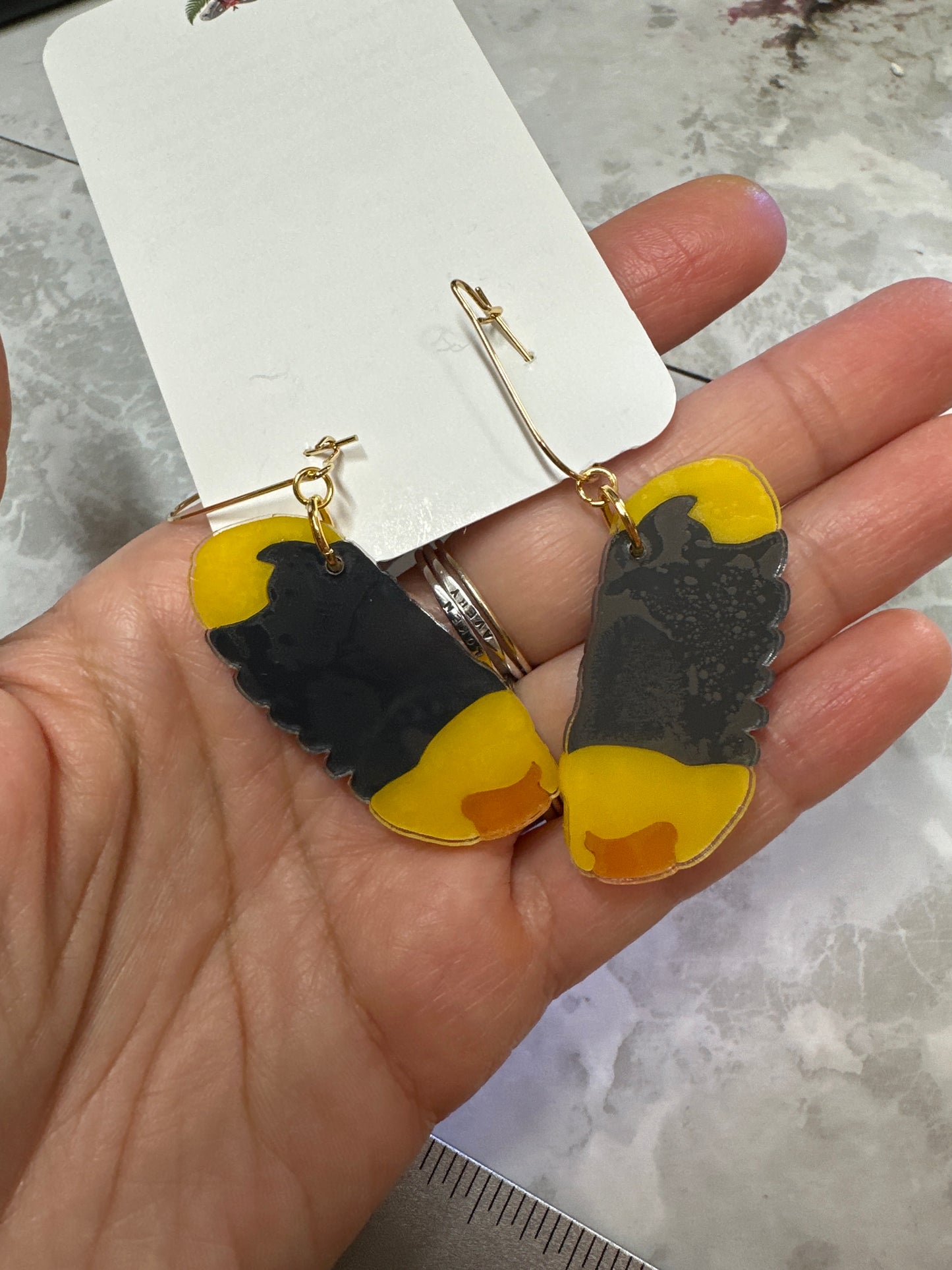 Rubber ducky isopod acrylic earrings