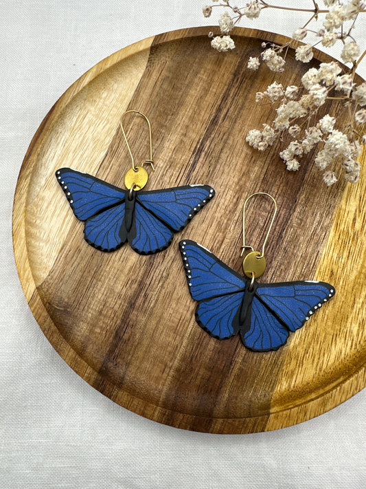 Blue morpho butterfly large dangles
