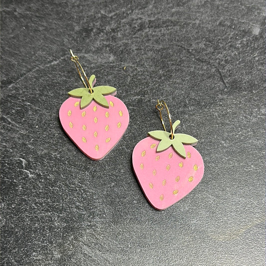 strawberry acrylic hoops