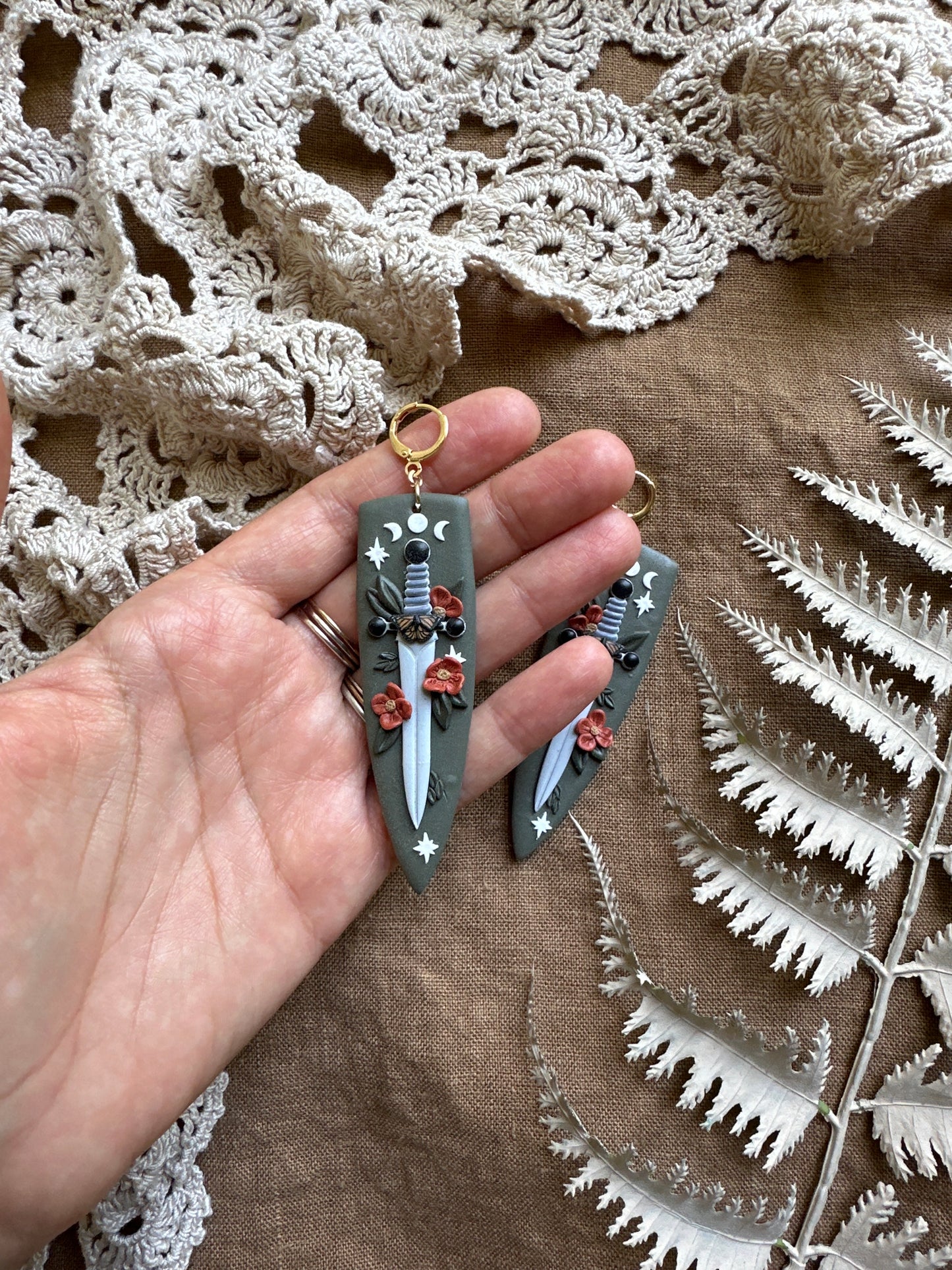 Fantasy sword dagger earrings (prototype)