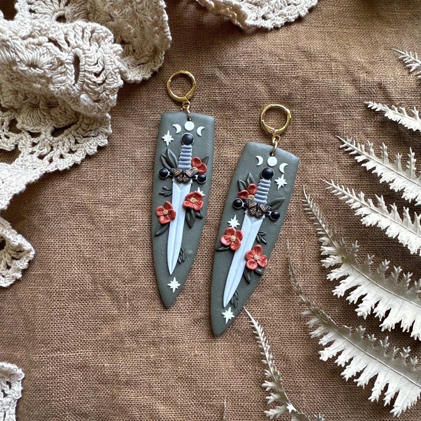 Fantasy sword dagger earrings (prototype)