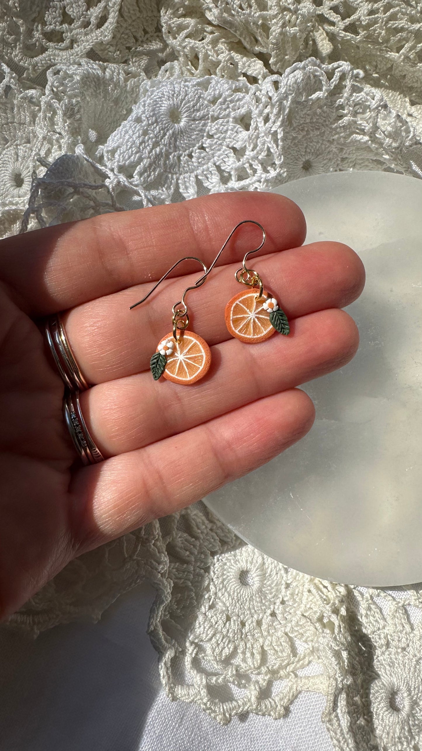 Tiny orange dangles