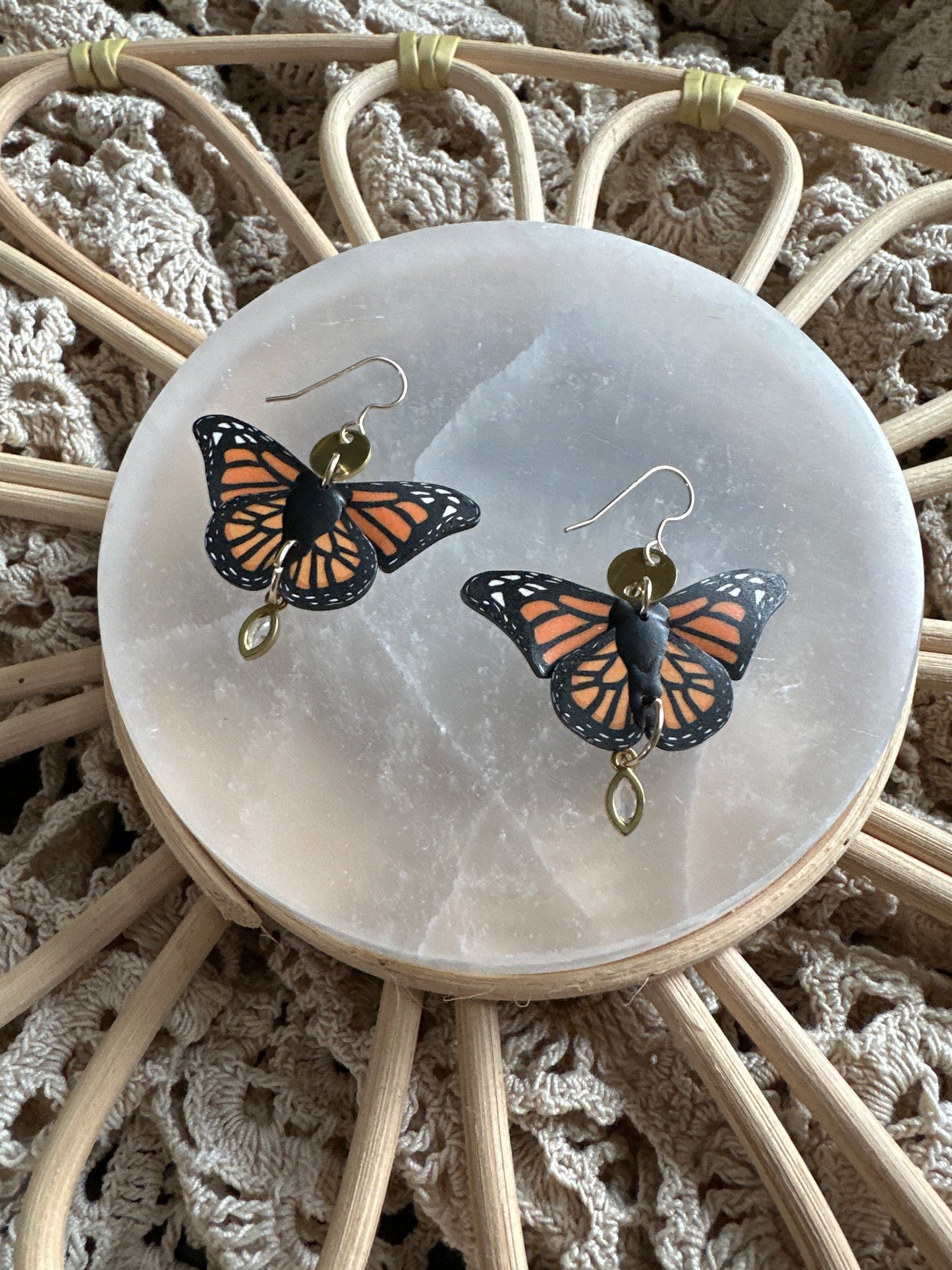 Small monarch crystal earrings