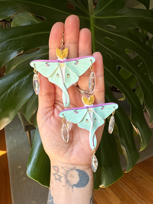 Luna Moth suncatcher earrings