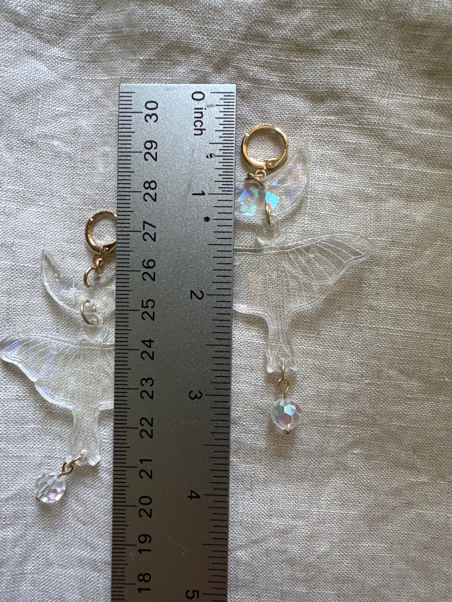 Luna moth rainbow acrylic crystal earrings