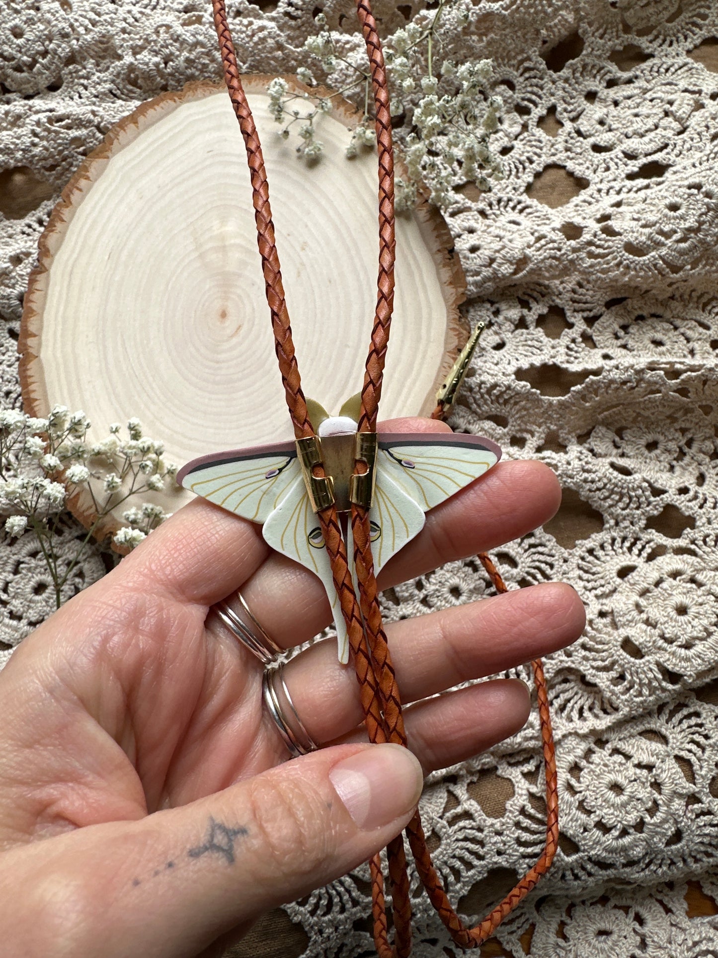 Luna Moth bolo tie