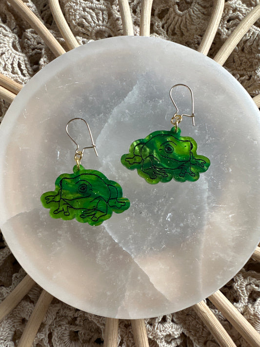 Acrylic frog dangles