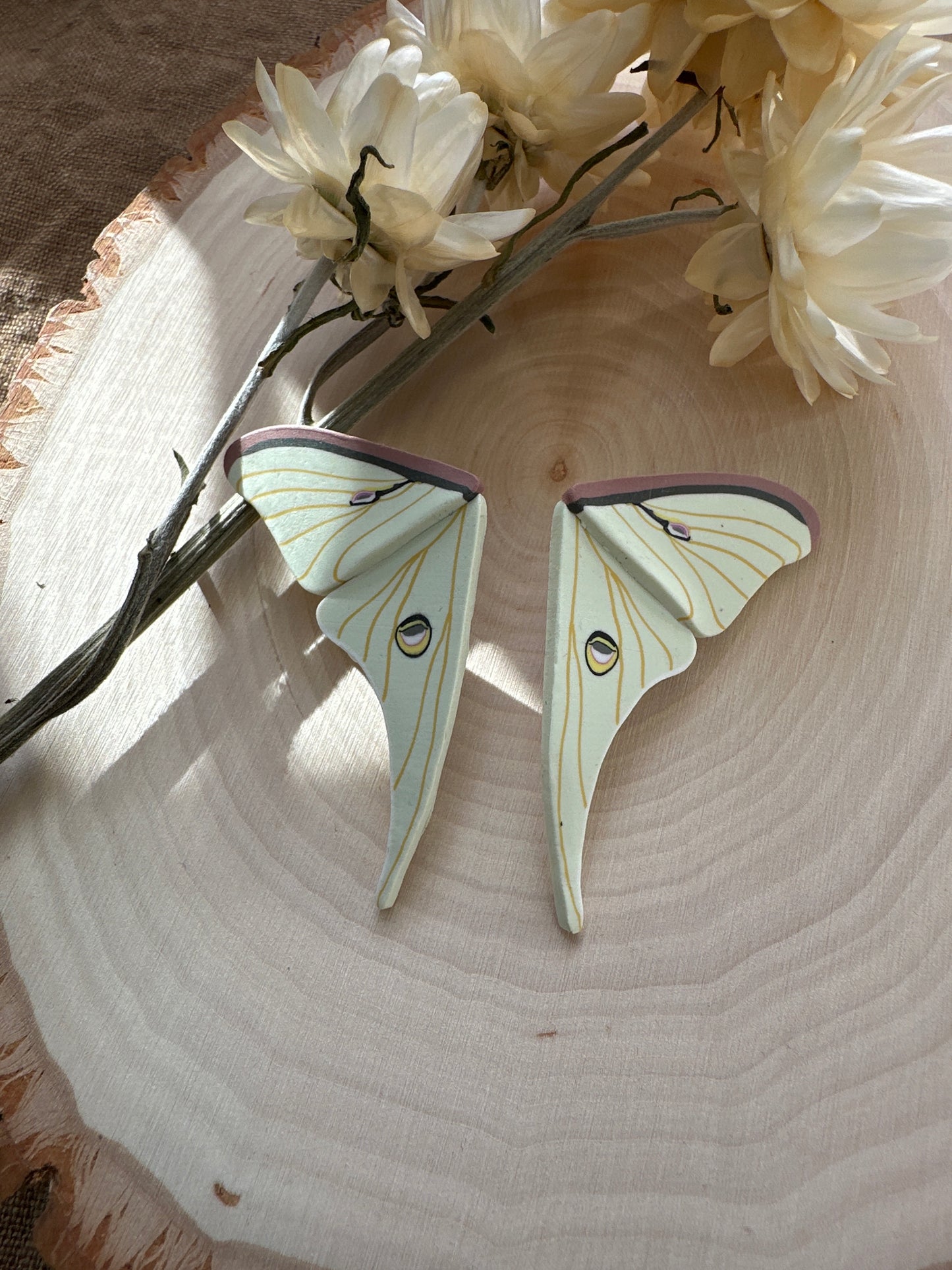 Luna moth wing studs