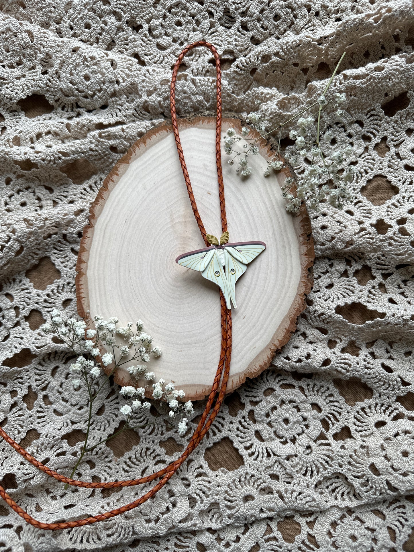 Luna Moth bolo tie