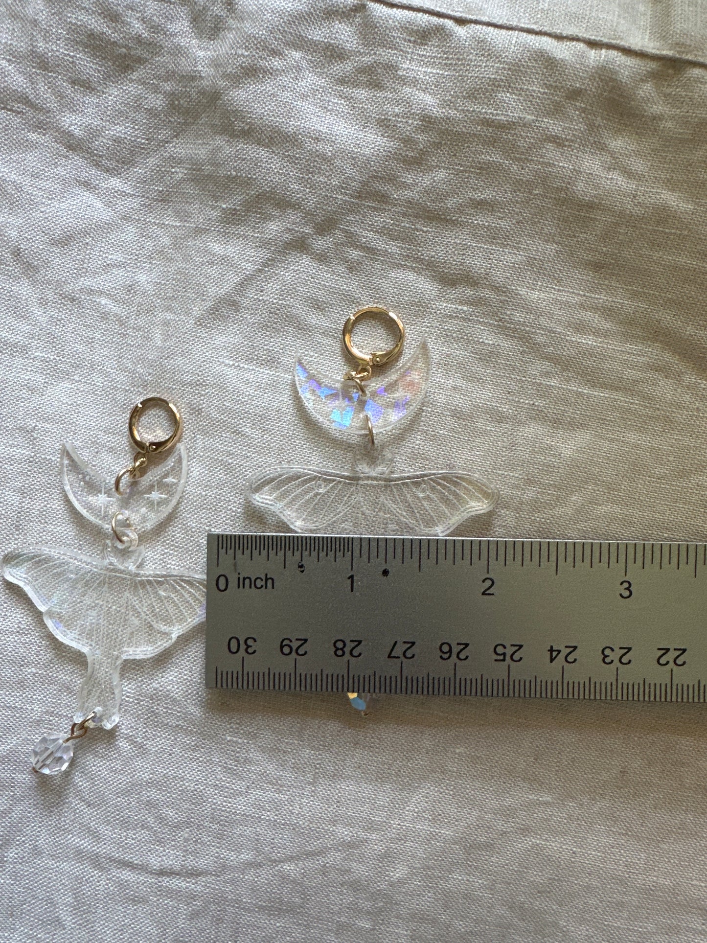 Luna moth rainbow acrylic crystal earrings